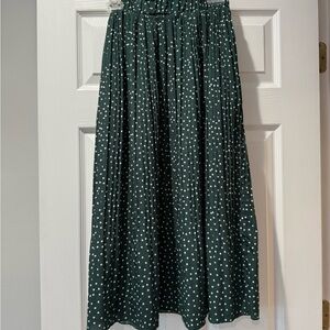 Exlur Dark Green Polka Dot Midi Skirt. Size S